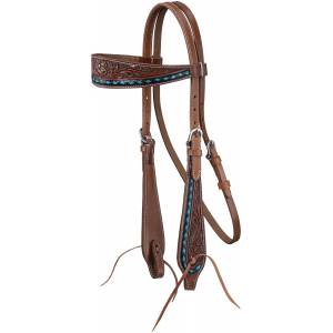 Tough-1 Turquoise Buckstitch Browband Headstall