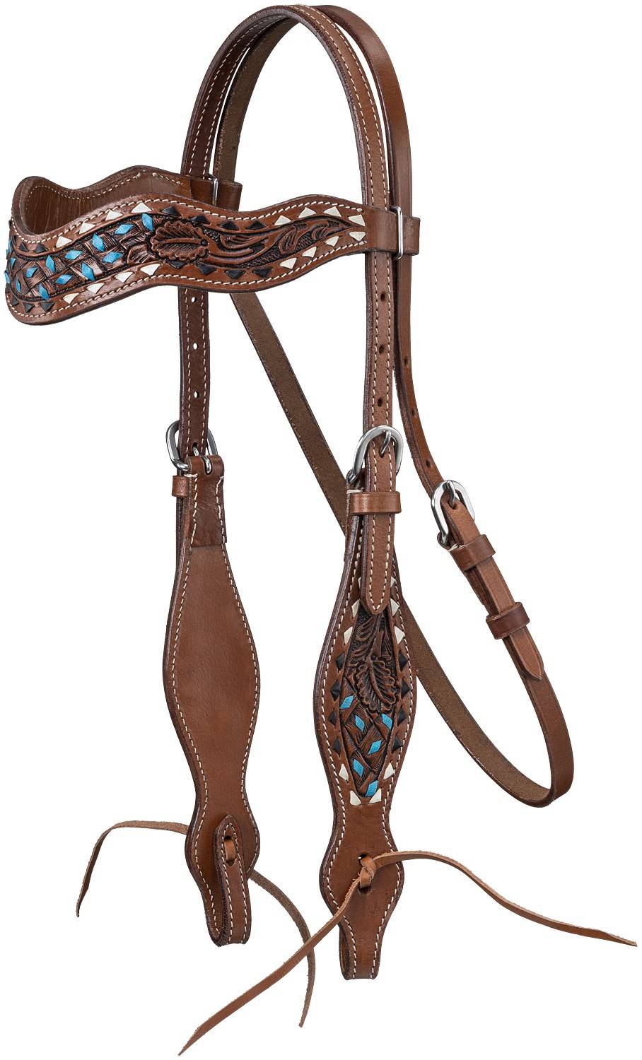 45-9953-0-0 Tough-1 Browband Triple Buckstitch Headstall sku 45-9953-0-0