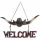 Gift Corral Longhorn with Cowboy Hat Welcome Sign