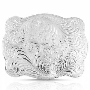Montana Silversmiths Simple Scalloped Silver Buckle