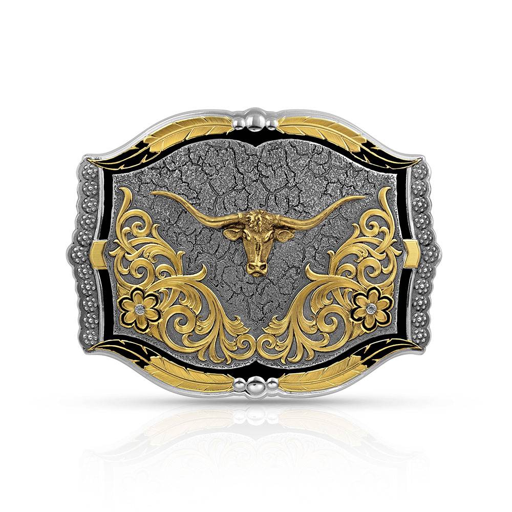 Montana Silversmiths Cracked Earth Longhorn Buckle
