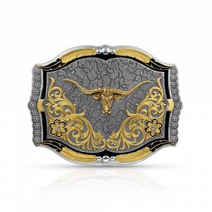 Montana Silversmiths Cracked Earth Longhorn Buckle