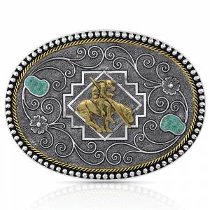 Montana Silversmiths Country Roads Turquoise Buckle with End of Trail