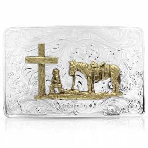 Montana Silversmiths Iconic Western Christian Cowboy Silver Belt Buckle