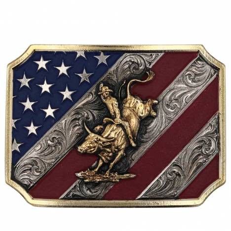 Montana Silversmiths Patriot Bull Rider Attitude Belt Buckle