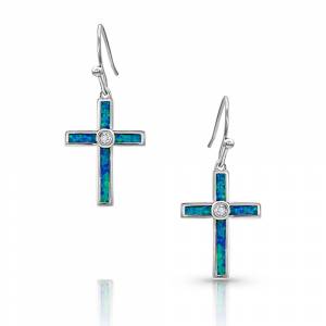Montana Silversmiths River of Lights Opal Cross Earrings