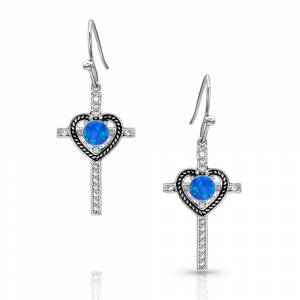 Montana Silversmiths Heart of Faith Opal Cross Earrings
