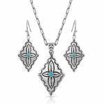 Montana Silversmiths Primally Etched Turquoise Buffed Jewelry Set