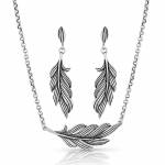 Montana Silversmiths Frayed Singleton Feather Jewelry Set