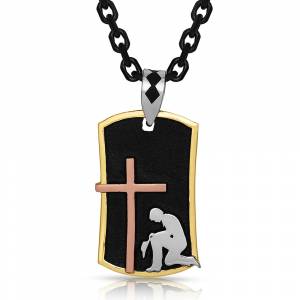 Montana Silversmiths Kneeling At The Cross Dog Tag Necklace