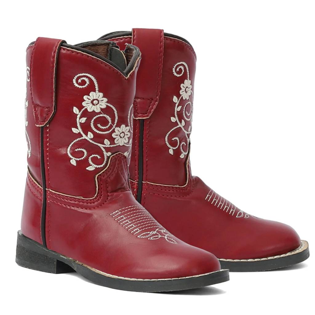 TuffRider Toddler Fire Red Floral Western Boots