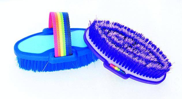 TUFFRIDER BODY BRUSH WITH RAINBOW HANDLE - PURPLE