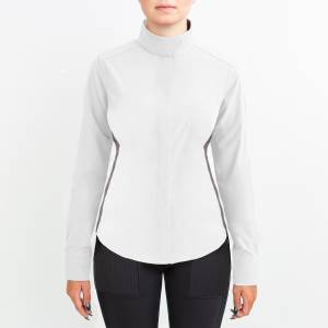 Irideon Ladies Athena Long Sleeve Show Shirt - Bright White/Dove Grey - X-Large