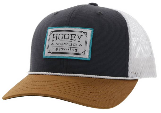 Hooey Doc 6 Panel Trucker Cap with White/Blue Rectangle Patch