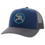 Hooey Strap Roughy 6-Panel Trucker Cap with Grey/Turquoise Circle Patch