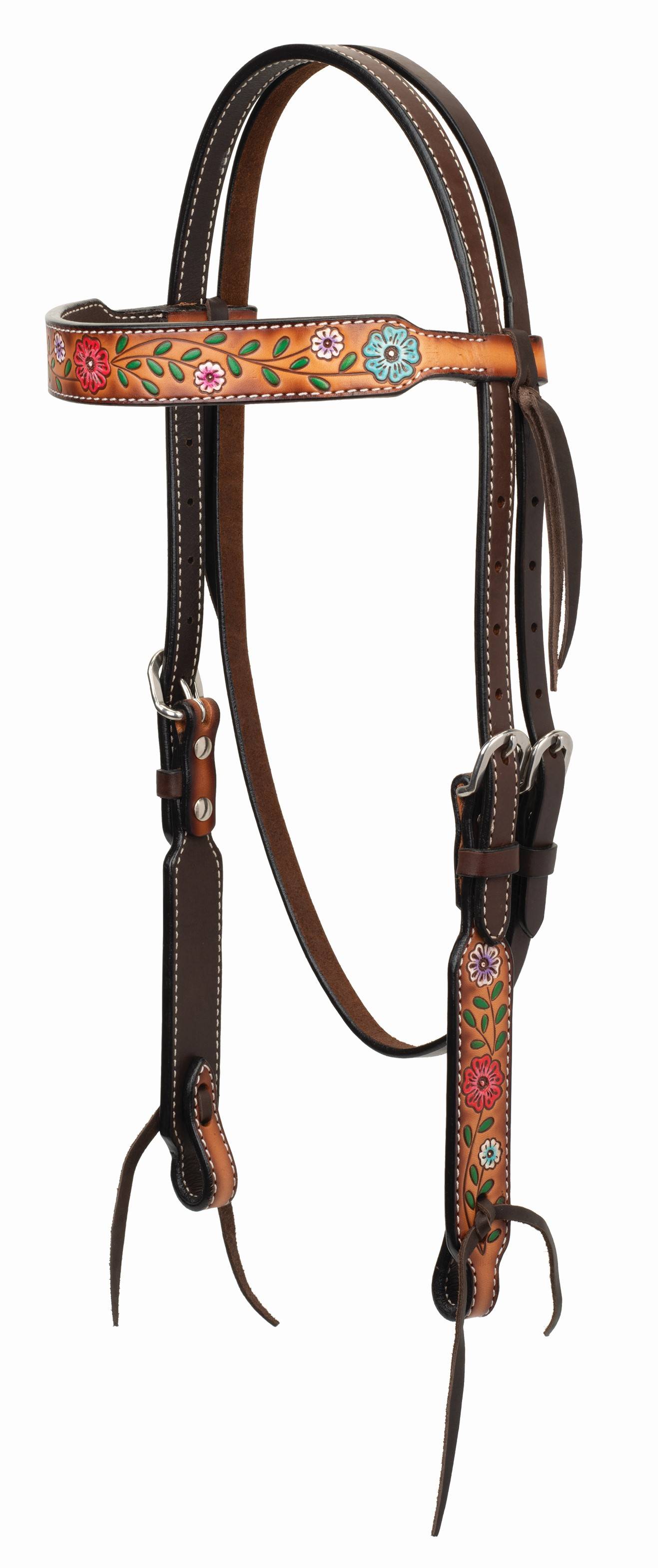 Weaver Turquoise Cross Floral Vine5/8" Browband Headstall