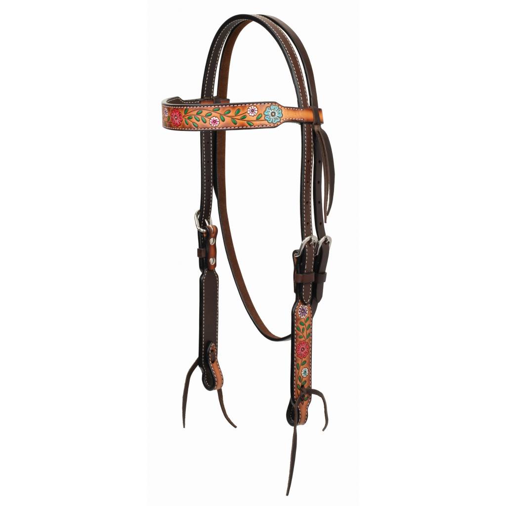 Weaver Turquoise Cross Floral Vine5/8" Browband Headstall