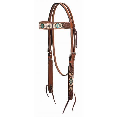 Weaver Turquoise Cross Aztec 5/8"Straight Browband Headstall
