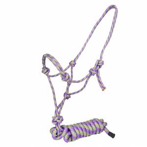 Tabelo Classic Cowboy Halter with Lead - Light Purple/ Green - Horse