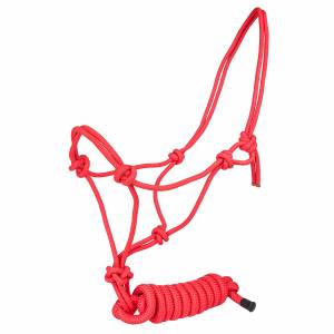 Tabelo Classic Cowboy Halter with Lead - Red - Horse