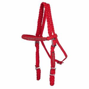 Tabelo Cord Headstall with  Stones - Red - Horse
