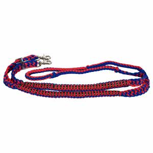 Tabelo Knotted Barrel Reins - Red/Royal Blue - 85'