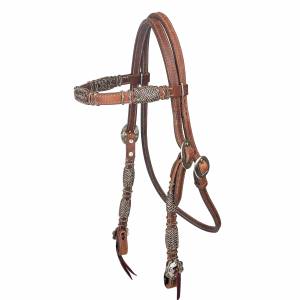 MEMORIAL DAY BOGO: Tabelo Browband Headstall with  Rawhide Trim - YOUR PRICE FOR 2