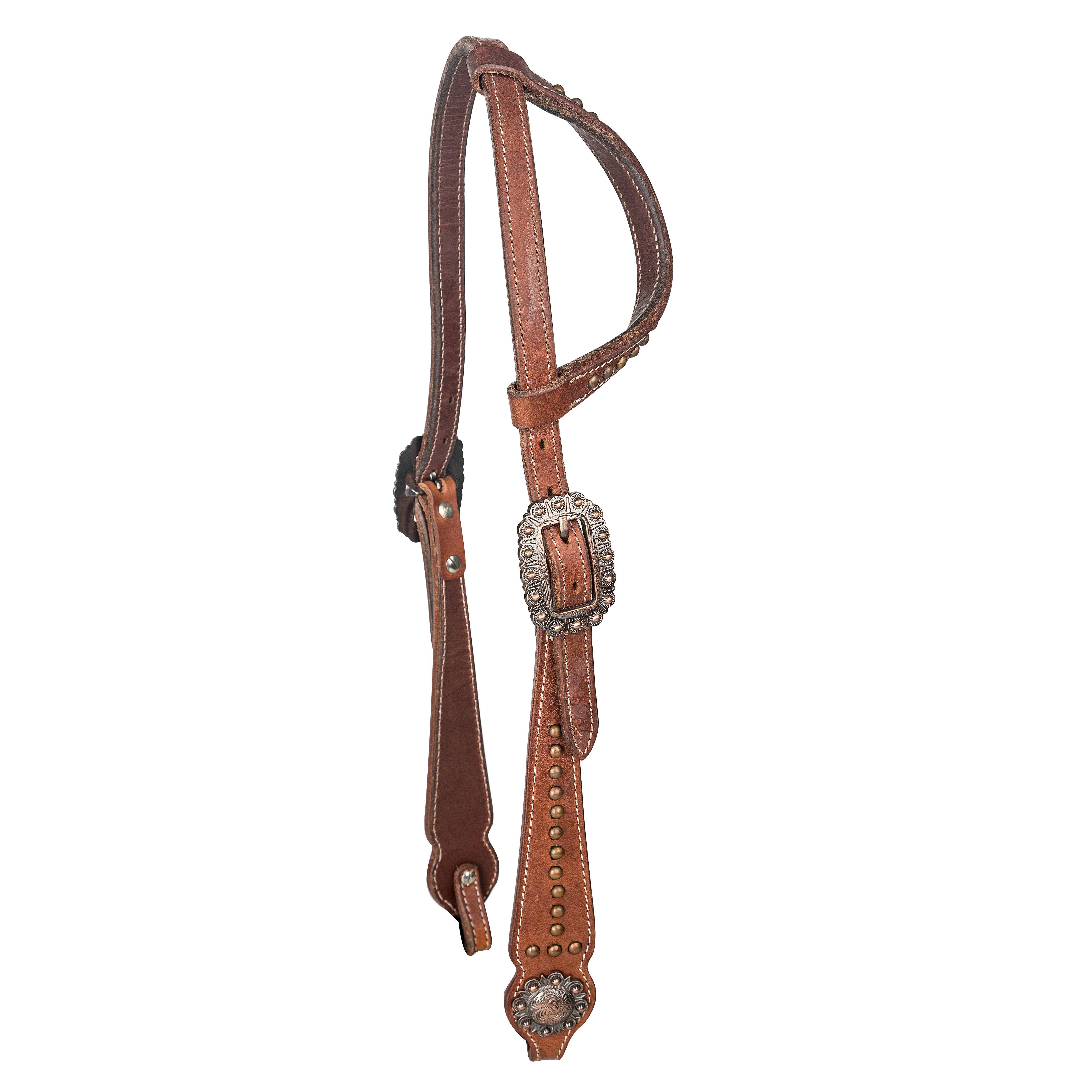 HS109 Tabelo Ear Headstall with  Copper Dot Trim sku HS109