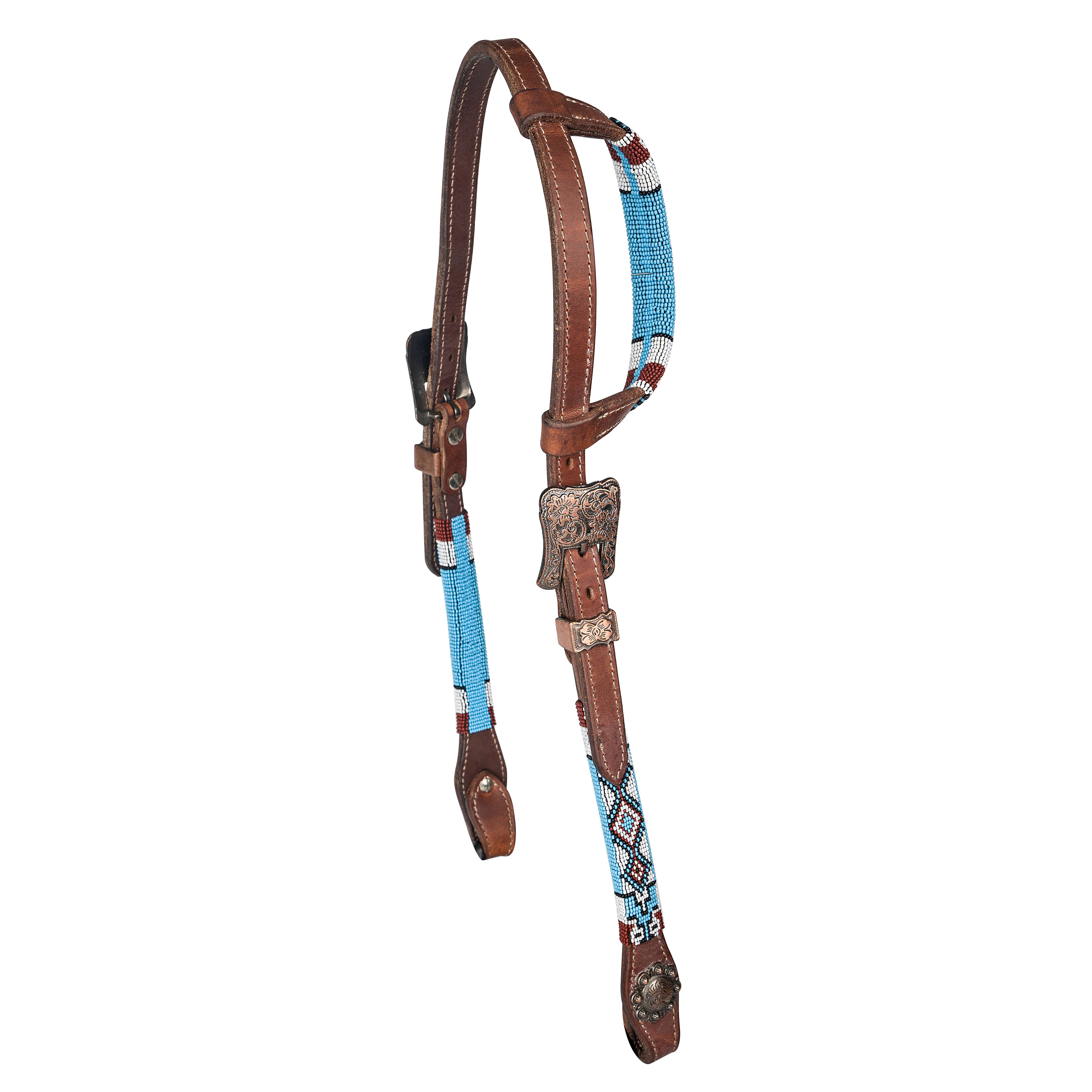 HS134 Tabelo Ear Headstall with  Aztec Beaded Trim sku HS134