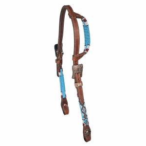 CYBER BOGO: Tabelo Ear Headstall with  Aztec Beaded Trim - YOUR PRICE FOR 2