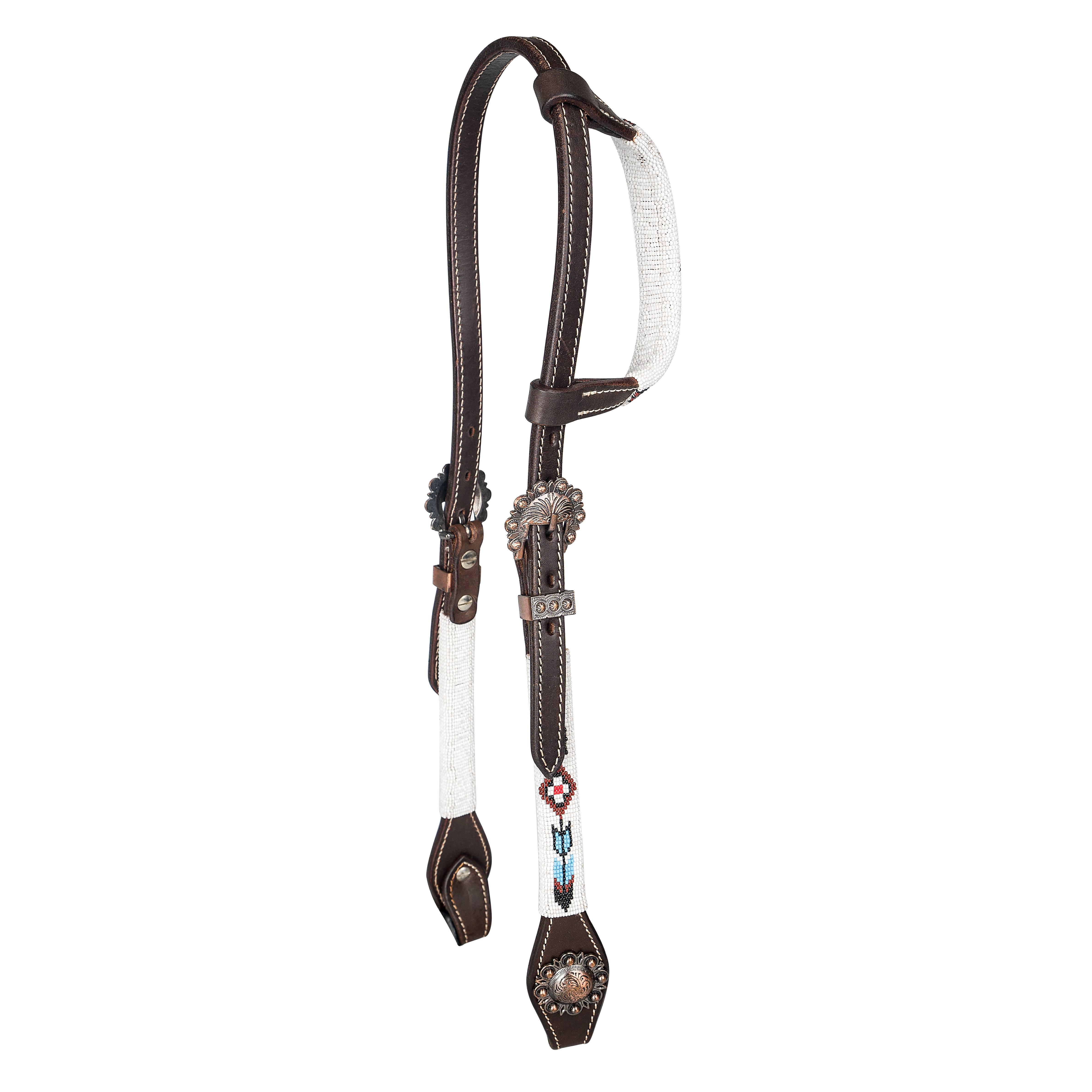 HS135 Tabelo Ear Headstall with  Aztec Beaded Trim sku HS135