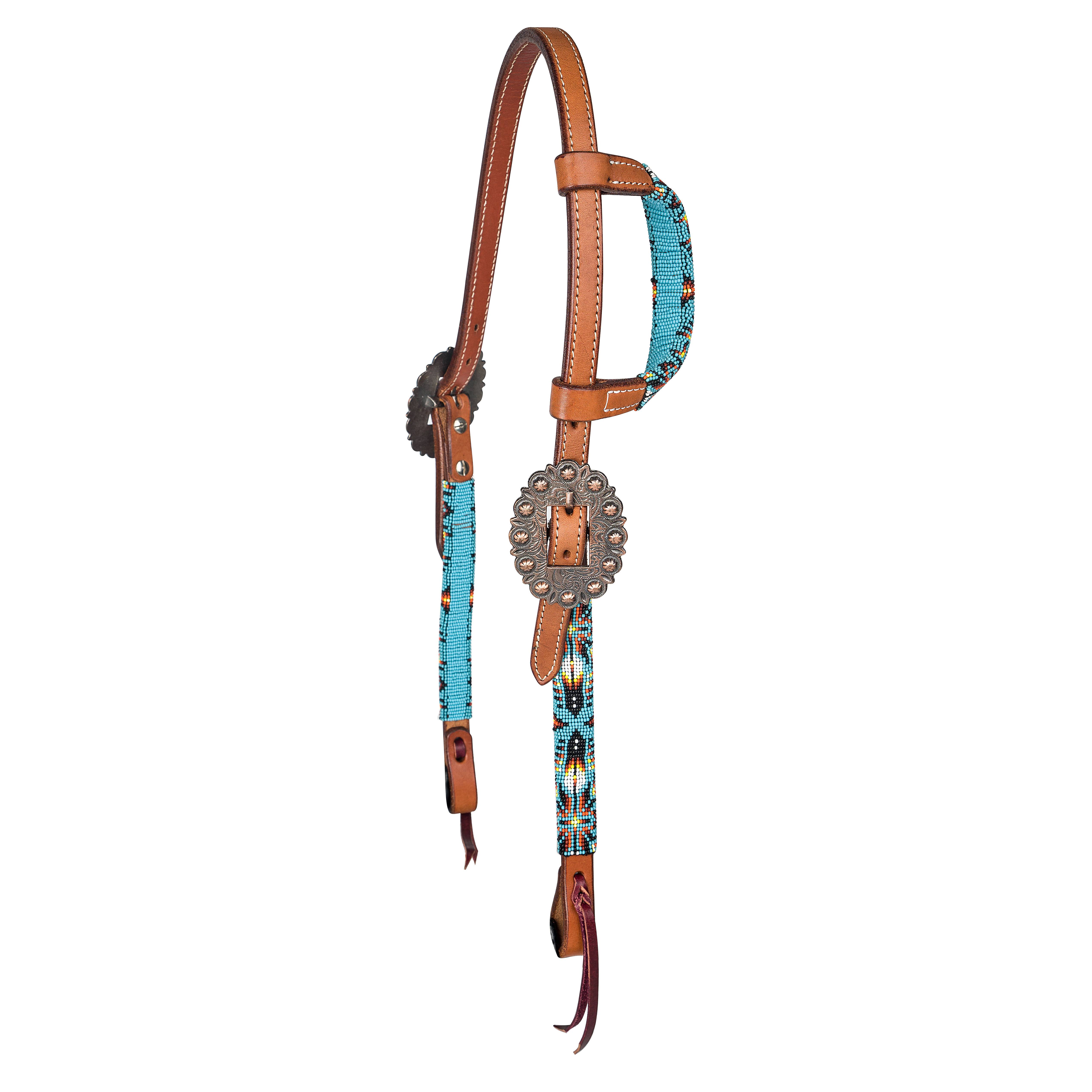 HS137 Tabelo Ear Headstall with  Aztec Beaded Trim sku HS137