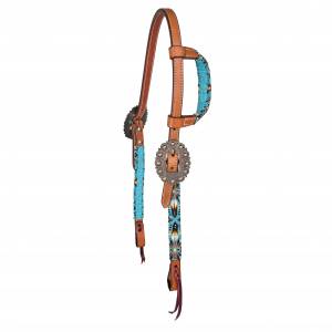 CYBER BOGO: Tabelo Ear Headstall with  Aztec Beaded Trim - YOUR PRICE FOR 2