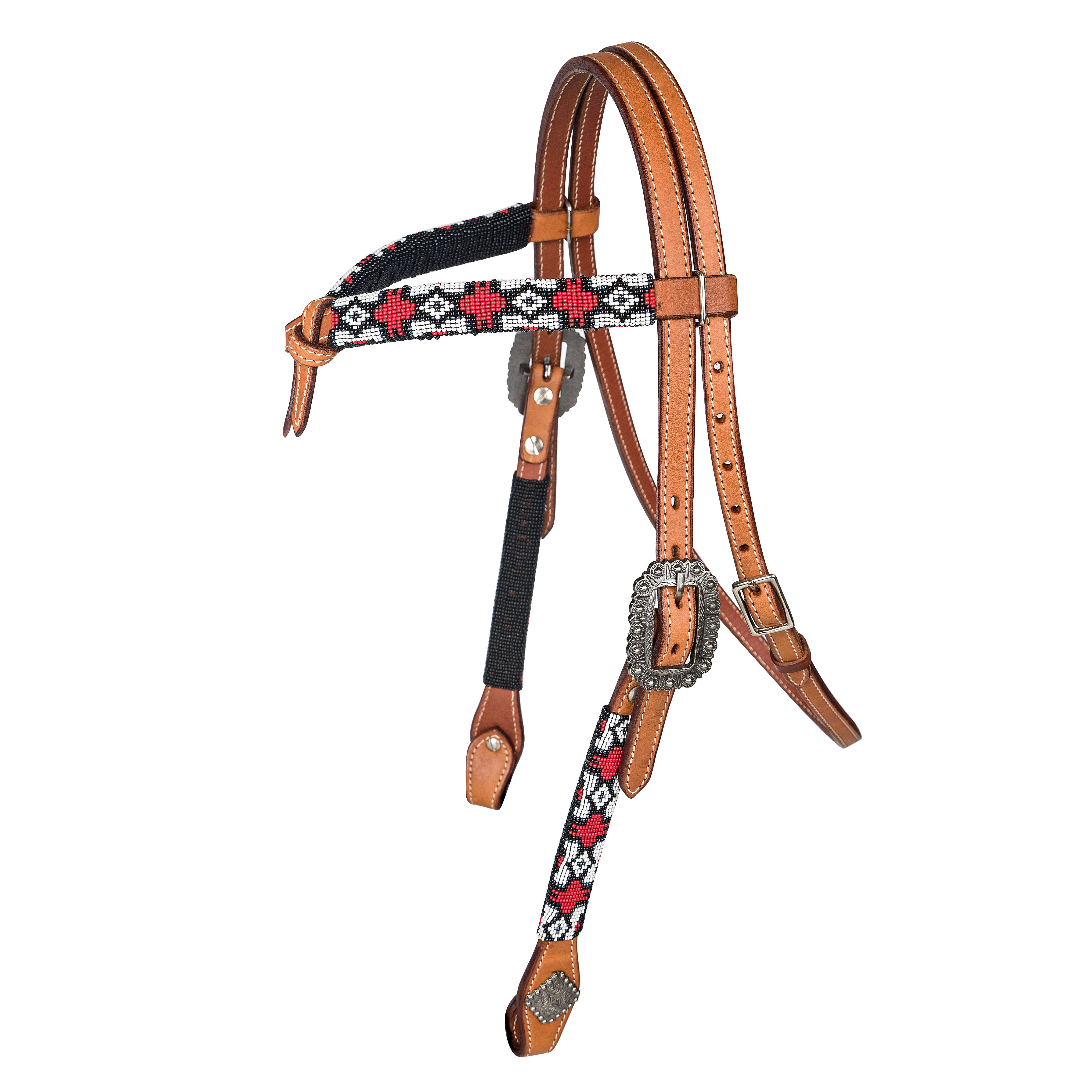 Tabelo Knotted Brow Headstall with  Beaded Trim