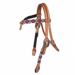 MEMORIAL DAY BOGO: Tabelo Knotted Brow Headstall with  Beaded Trim - YOUR PRICE FOR 2
