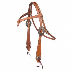 Tabelo Knotted Brow Headstall - Chestnut - Horse