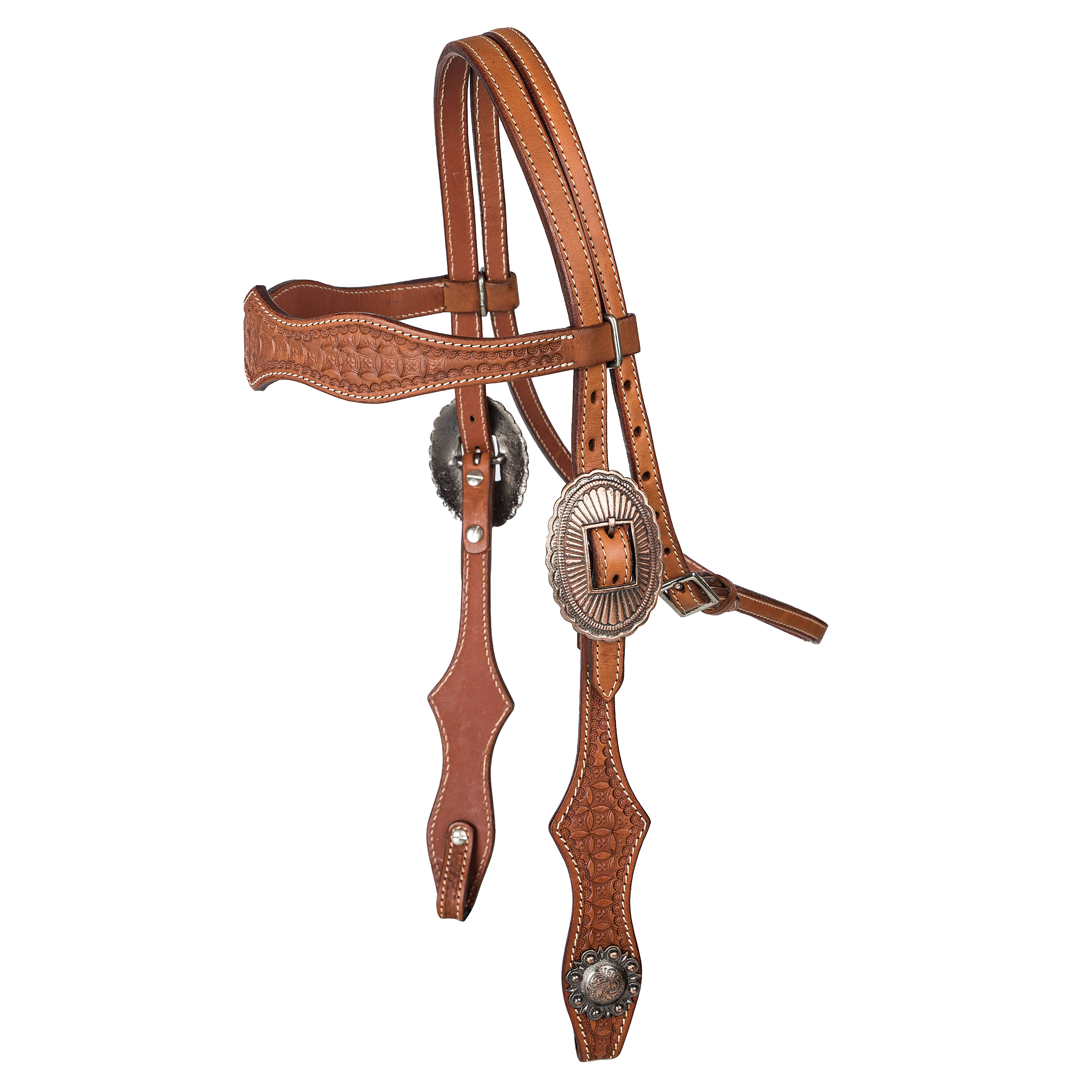 HS222 Tabelo Scalloped Brow Headstall with  Tooling sku HS222