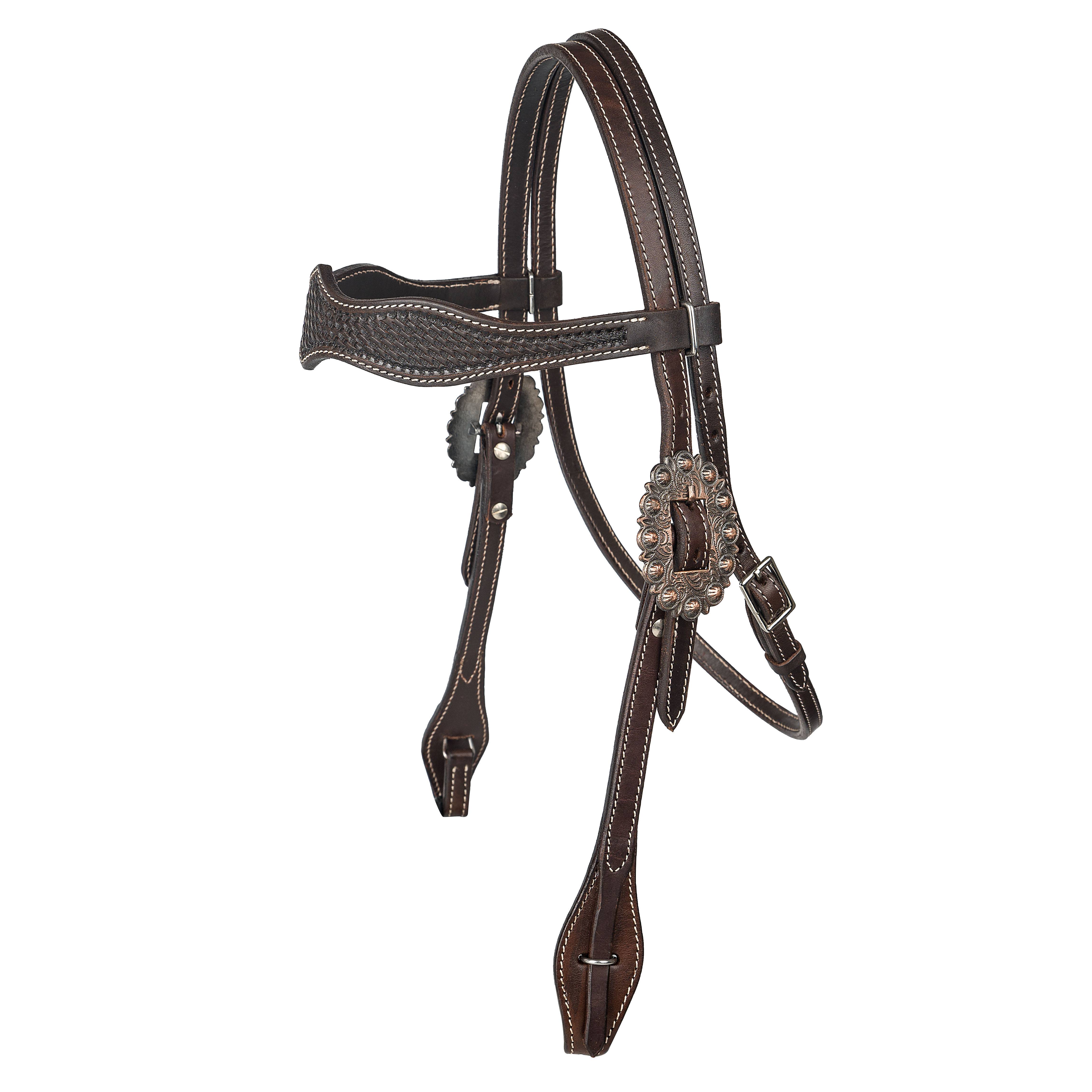 HS224-BROWN-HORSE Tabelo Scalloped Brow Headstall sku HS224-BROWN-HORSE