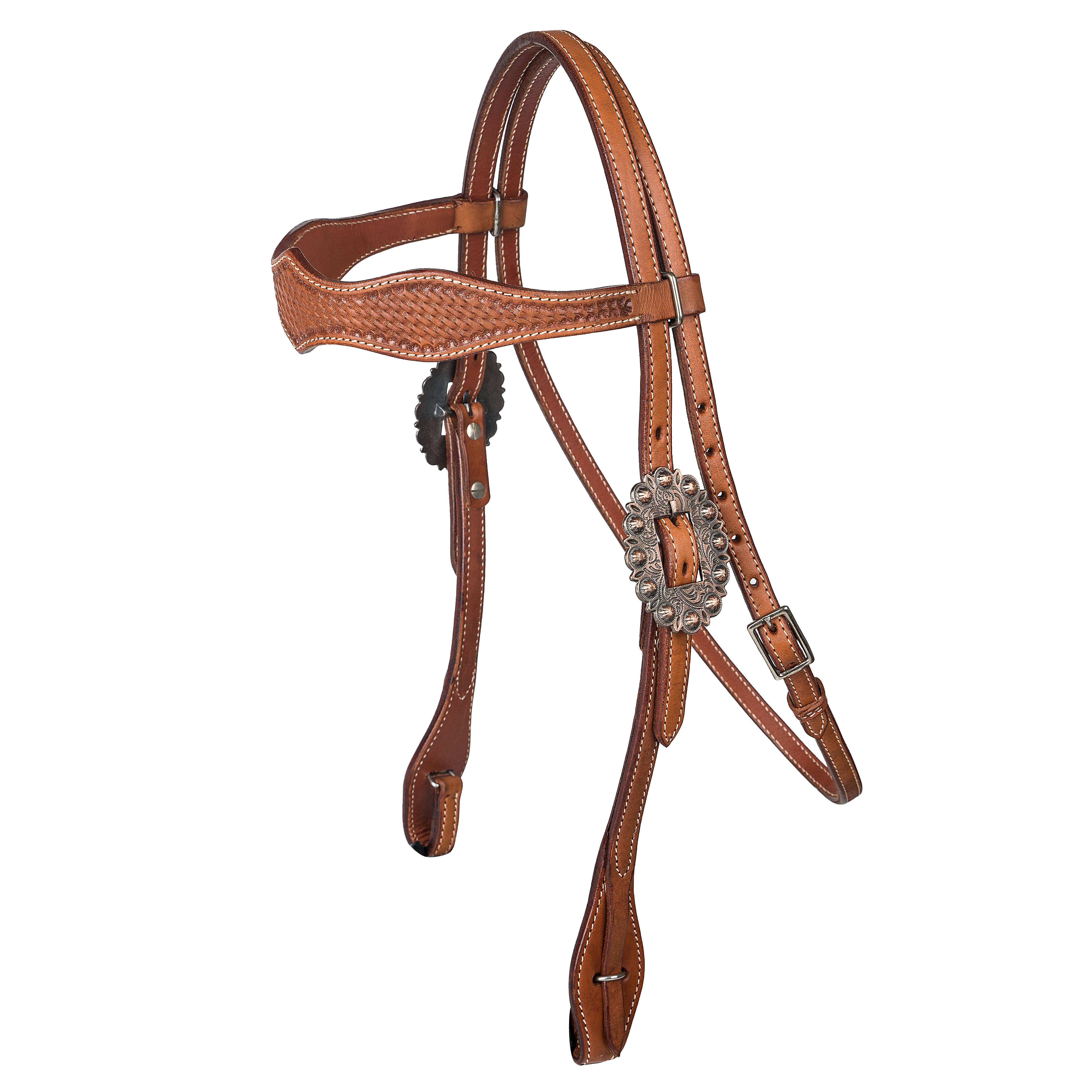 HS224-CHESTNUT-HORSE Tabelo Scalloped Brow Headstall sku HS224-CHESTNUT-HORSE