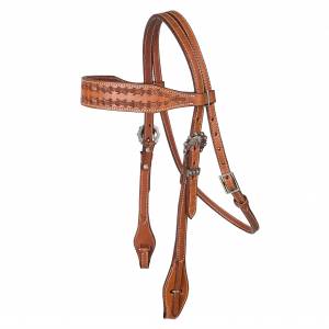 Tabelo Wide Brow Headstall with  Quick Change Buckle Ends - Antique Chestnut - Horse