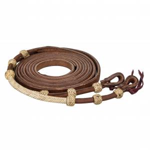CYBER BOGO: Tabelo Split Reins with  Rawhide Buttons - YOUR PRICE FOR 2