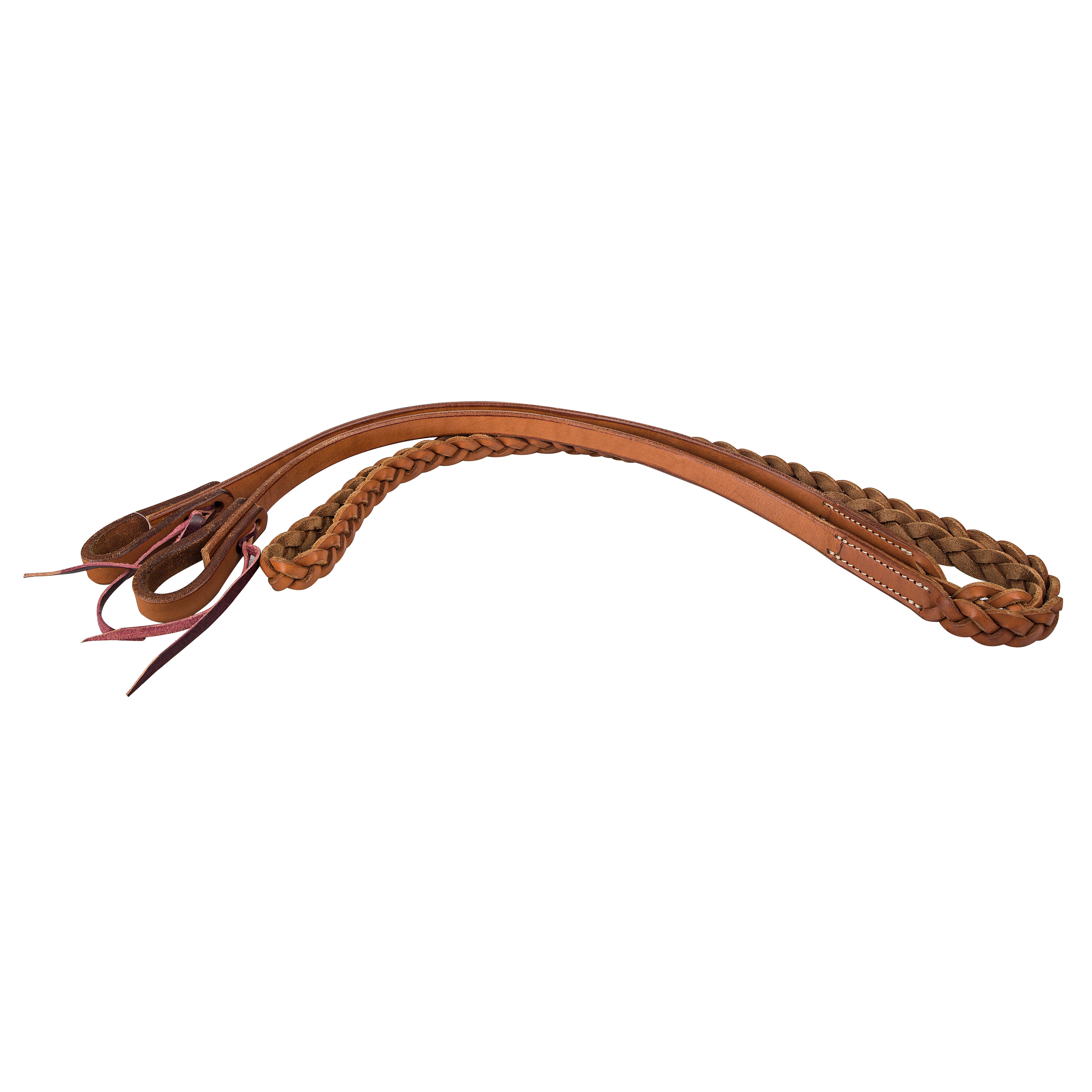 RE148-CHESTNUT-5/8X75 Tabelo Contest Reins with  Mystery Braid sku RE148-CHESTNUT-5/8X75