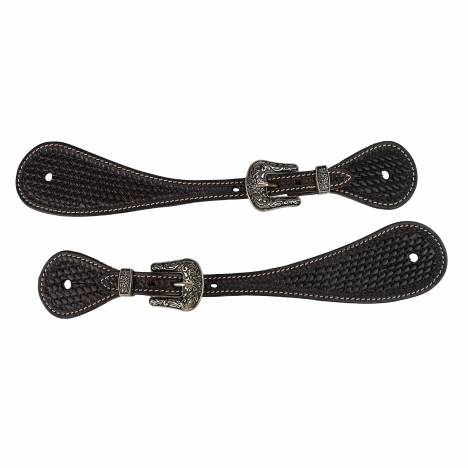 Tabelo Shaped Spur Straps with Basket Tooling