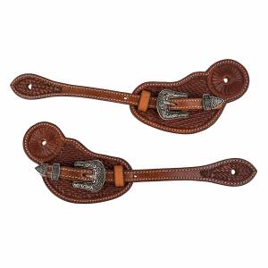 MEMORIAL DAY BOGO: Tabelo Spur Straps with  Basket Tooling - YOUR PRICE FOR 2