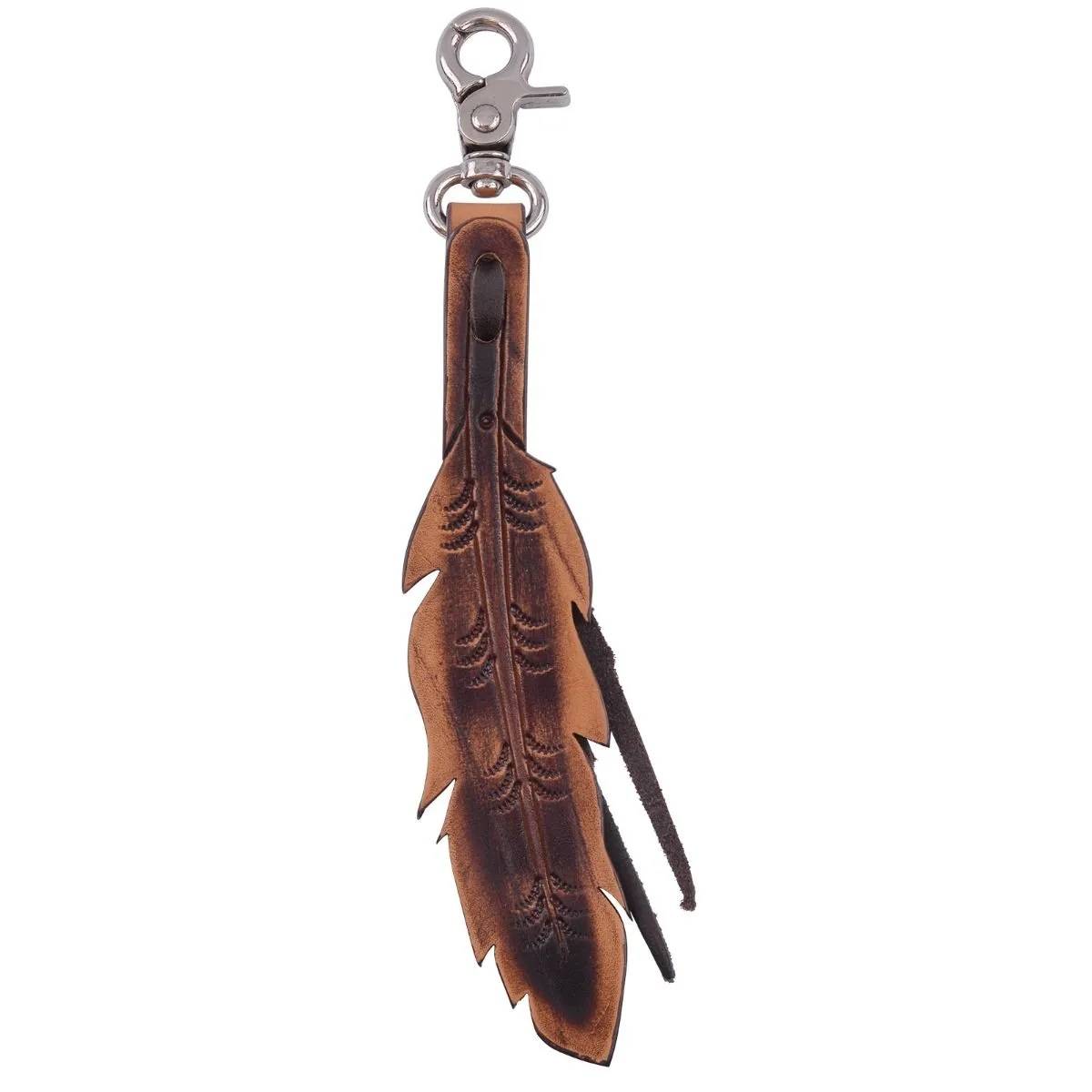 Circle Y Tooled Feather Saddle Charm