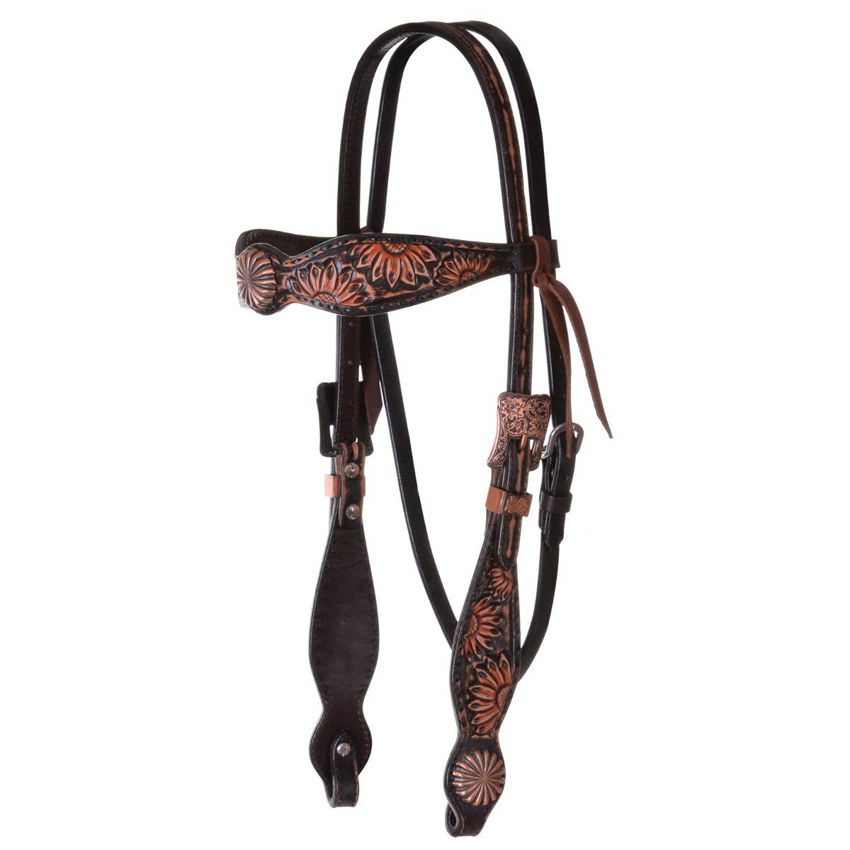 Circle Y 5/8" Vintage Sunflower Browband Headstall