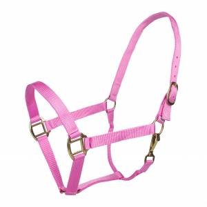 Tabelo Nylon Halter with  Snap - Pink - Weanling