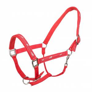 Tabelo Running Horse Halter with Snap - Red - Horse