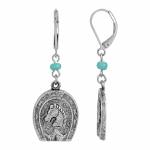 1928 Jewelry Turquoise Bead Horseshoe Horsehead Drop Earrings