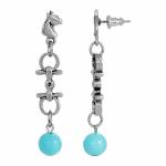 1928 Jewelry Turquoise Bead Horse Bit and Horse Head Post Drop Earrings